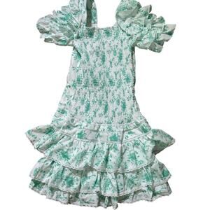 NWT Colorful Natalie White Green V-neckline Short Sleeves Mini Dress Size Small